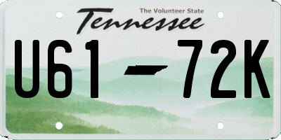 TN license plate U6172K