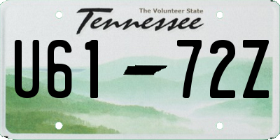 TN license plate U6172Z