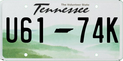 TN license plate U6174K