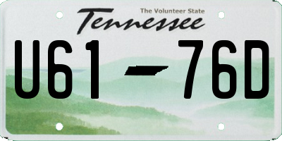TN license plate U6176D