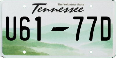 TN license plate U6177D