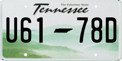 TN license plate U6178D