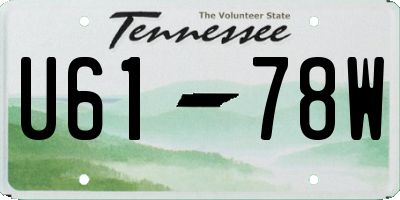 TN license plate U6178W