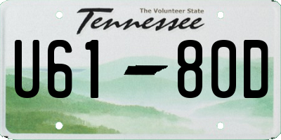 TN license plate U6180D