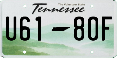 TN license plate U6180F