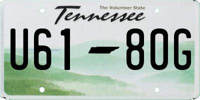 TN license plate U6180G
