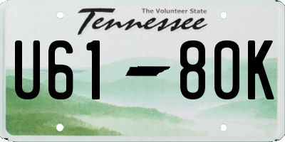TN license plate U6180K