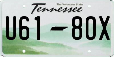 TN license plate U6180X