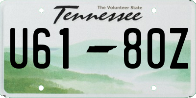 TN license plate U6180Z