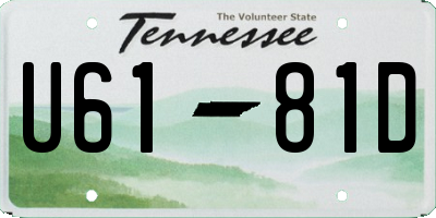 TN license plate U6181D