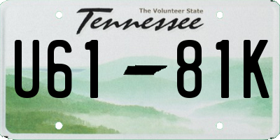 TN license plate U6181K