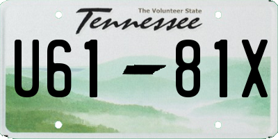 TN license plate U6181X