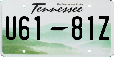 TN license plate U6181Z