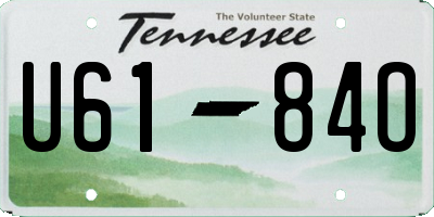 TN license plate U6184O
