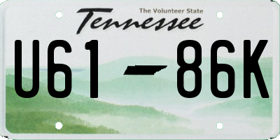 TN license plate U6186K