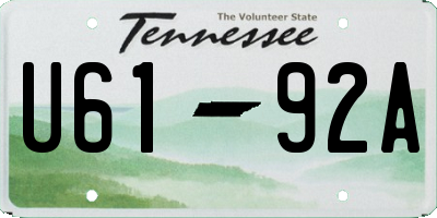 TN license plate U6192A