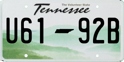 TN license plate U6192B