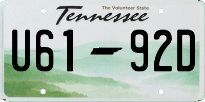 TN license plate U6192D
