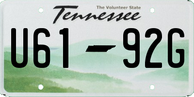 TN license plate U6192G