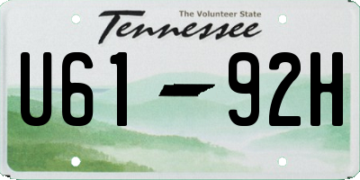TN license plate U6192H