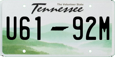 TN license plate U6192M