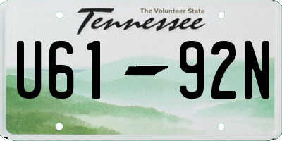 TN license plate U6192N