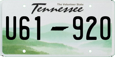 TN license plate U6192O