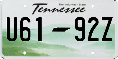 TN license plate U6192Z