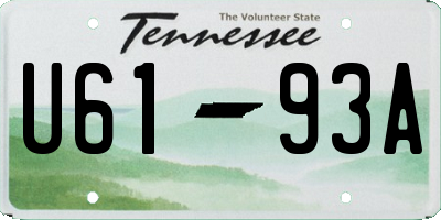 TN license plate U6193A