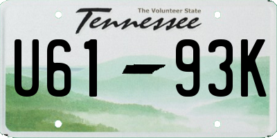 TN license plate U6193K