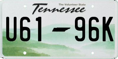 TN license plate U6196K