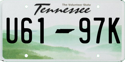 TN license plate U6197K