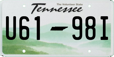 TN license plate U6198I