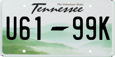 TN license plate U6199K