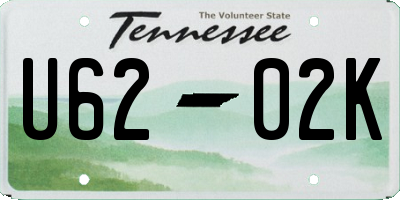 TN license plate U6202K