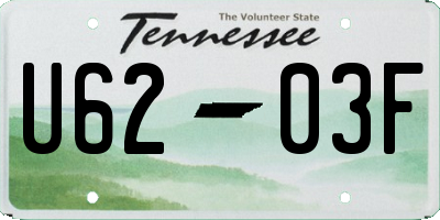 TN license plate U6203F