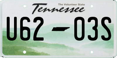 TN license plate U6203S
