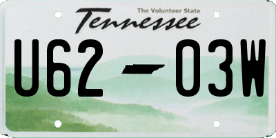 TN license plate U6203W