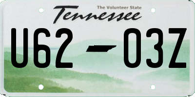 TN license plate U6203Z