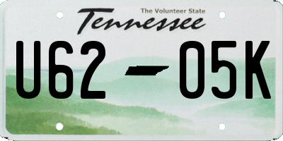 TN license plate U6205K