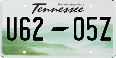TN license plate U6205Z