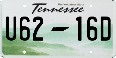 TN license plate U6216D