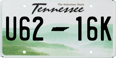 TN license plate U6216K