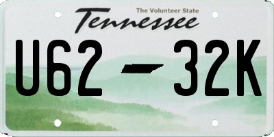 TN license plate U6232K