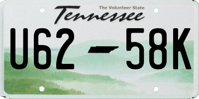 TN license plate U6258K