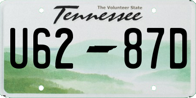 TN license plate U6287D