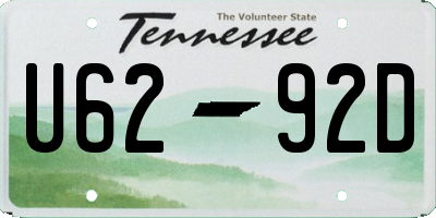 TN license plate U6292D