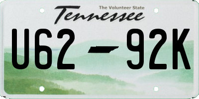 TN license plate U6292K