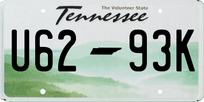 TN license plate U6293K