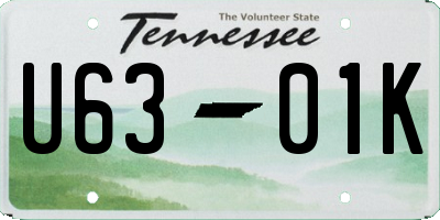 TN license plate U6301K